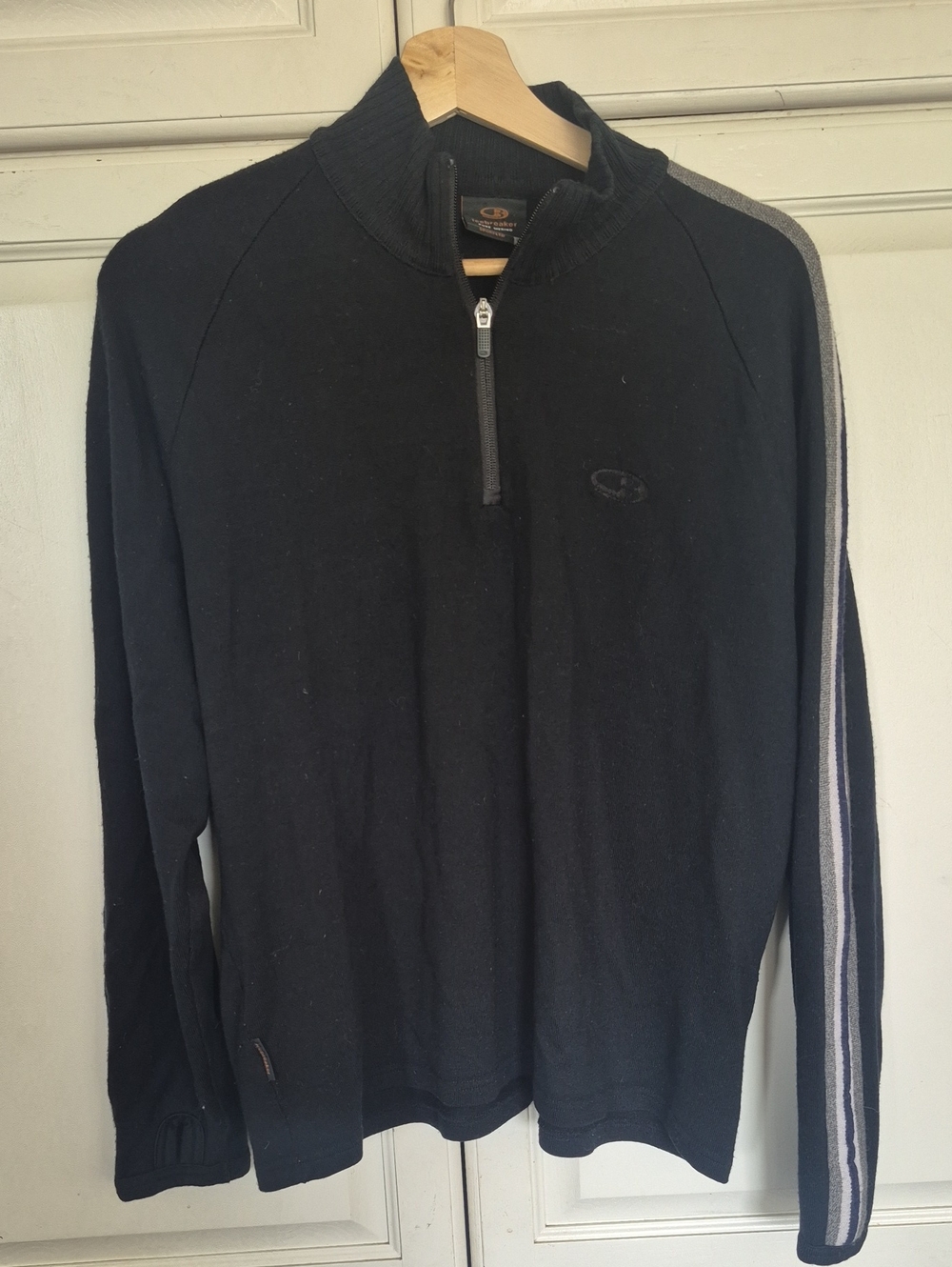 Icebreaker SportLTD 320 Merino Wool Quarter Zip Performance Sweater Black XL
